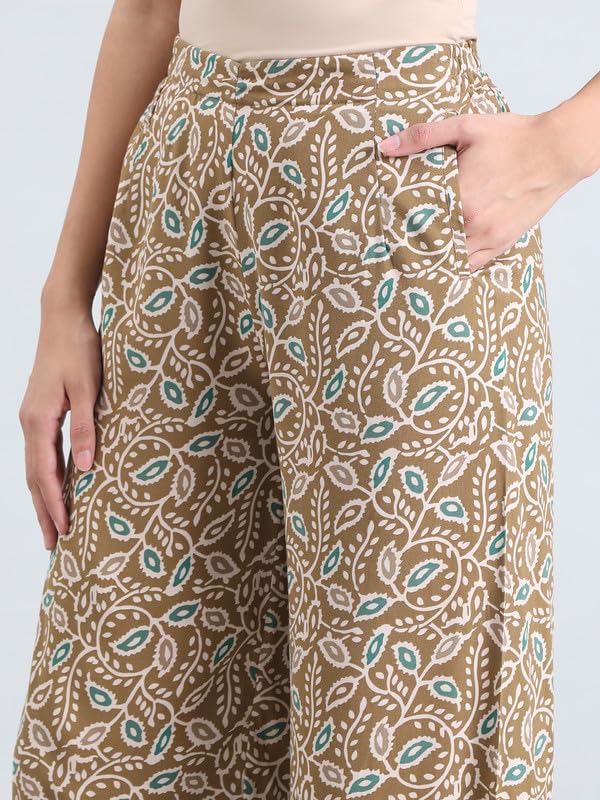Image of GO COLORS Soft Viscose Printed Palazzo Full Length for Women| Breathable, Mid Rise