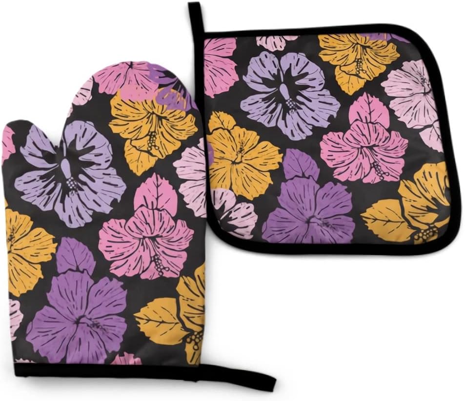 Oven Mitt and Pot Holder Set Heat Resistant Kitchen Gloves