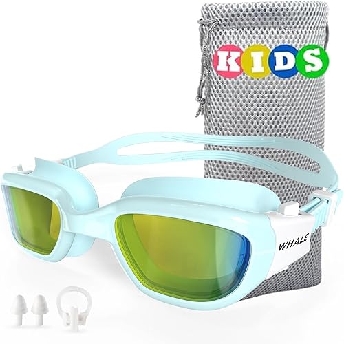 Miniatura 10 de Whale Gafas de natación para niños, cómodas gafas de natación polarizadas UV400 antivaho adecuadas para edades de 6 a 14 años Lentes polarizadas