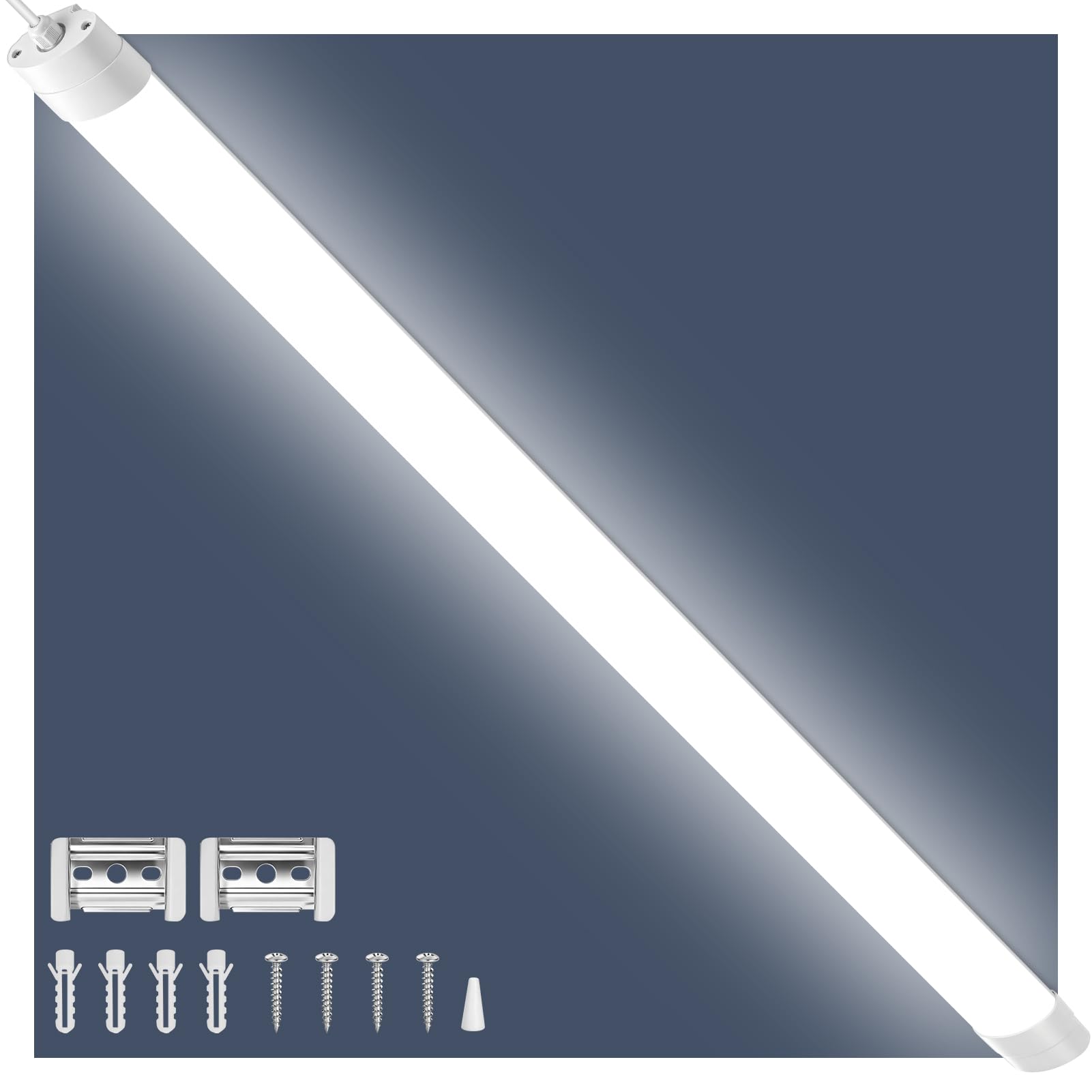 Bellanny 5FT 50W LED Batten Lights | 6500K Daylight Tube Light, Linear Ceiling Strip Light | IP65 Garage Lighting Mains Powered, 120lm/W Fluorescent Replacement for Home Shed Loft Workshop Office Wall