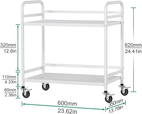 Miniatura 3 de HDANI Soporte de impresora de 2 niveles para debajo del escritorio con almacenamiento, estante de almacenamiento para microondas, carrito de
