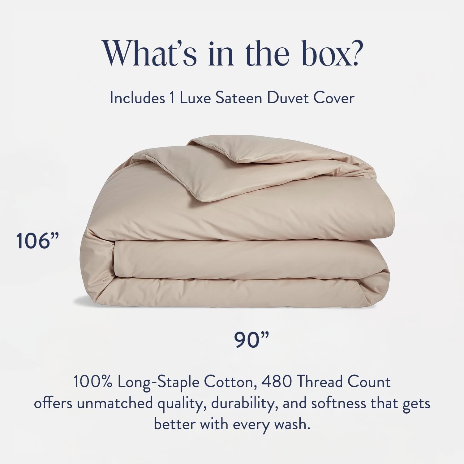 Brooklinen Luxury Sateen Duvet Cover - 100% Cotton, King/California King Size in Pebble with Extra-Long Corner Ties and Button Closure - Best King/Cali King Duvet Covers