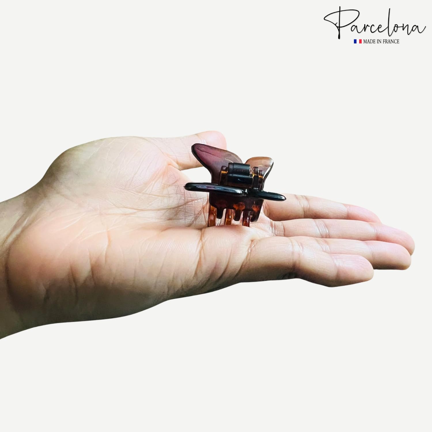 Parcelona French Set of 2 Butterfly Small Tortoise Shell Cellulose Acetate Jaw Hair Claw Clip Strong Hold No-Slip Grip Women Hair Accessories Hair Clips for Girls - Image 3