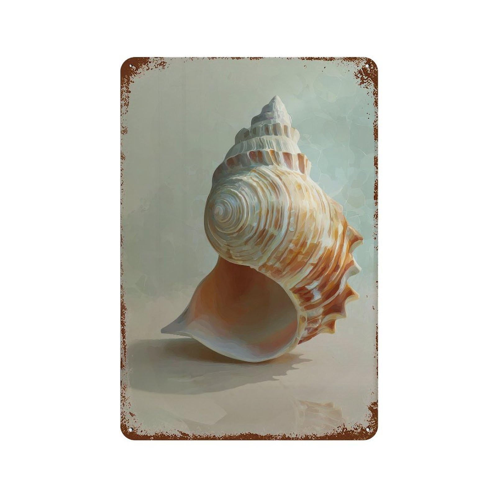 xiaoxiaoshen Seashell. Realistic Coastal Wall Decor Art Metal Tin Poster Modern Home Decor Art Home Bar Shop Decorations Vintage Sign 30x20cm