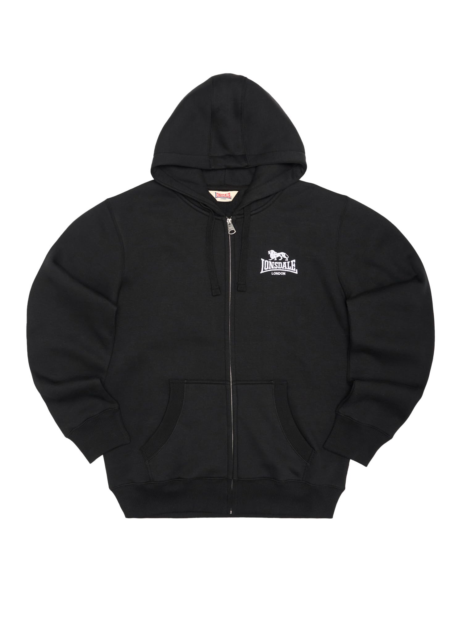 Lonsdale Męska bluza z kapturem z zamkiem błyskawicznym, normalny krój, RotherhITHE, czarno-biała, 3XL