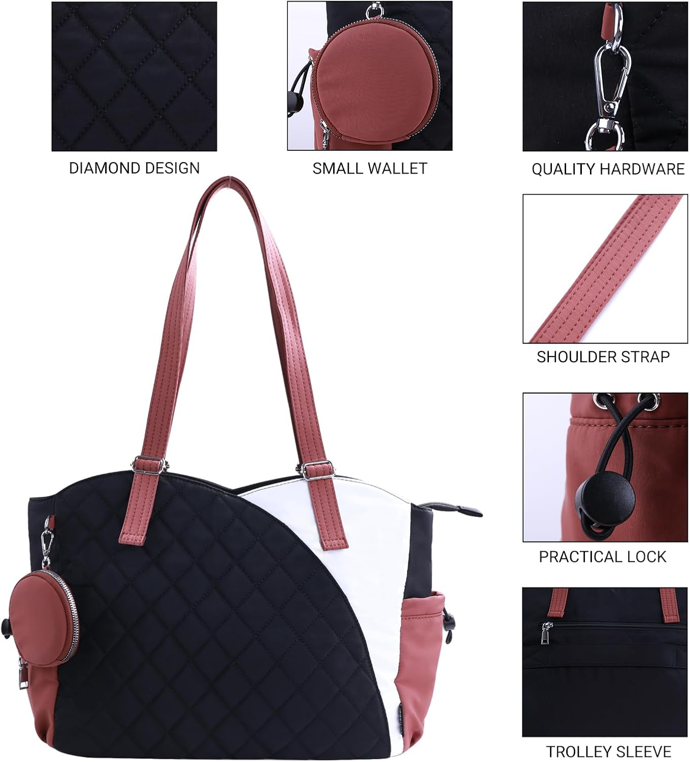 Tote Bag for Women, Puffer Work Bags with Zipper for Daily Travel College, - Image 5