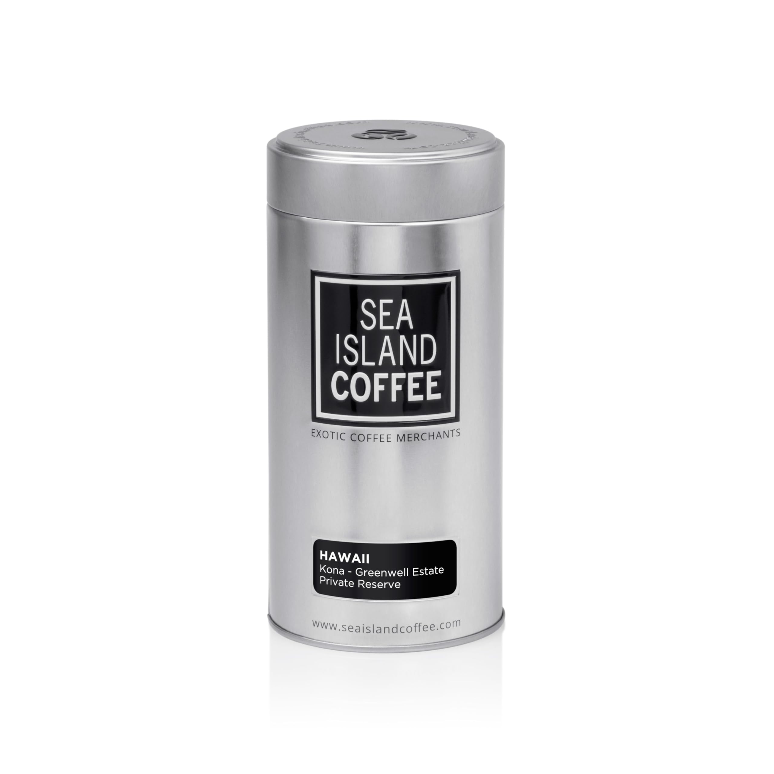 Hawaii Kona Coffee Beans 125g Tin - Greenwell Estate - Freshly Roasted To Order And Shipped Direct From Sea Island Coffee Roastery - Medium Roast - Gift Option