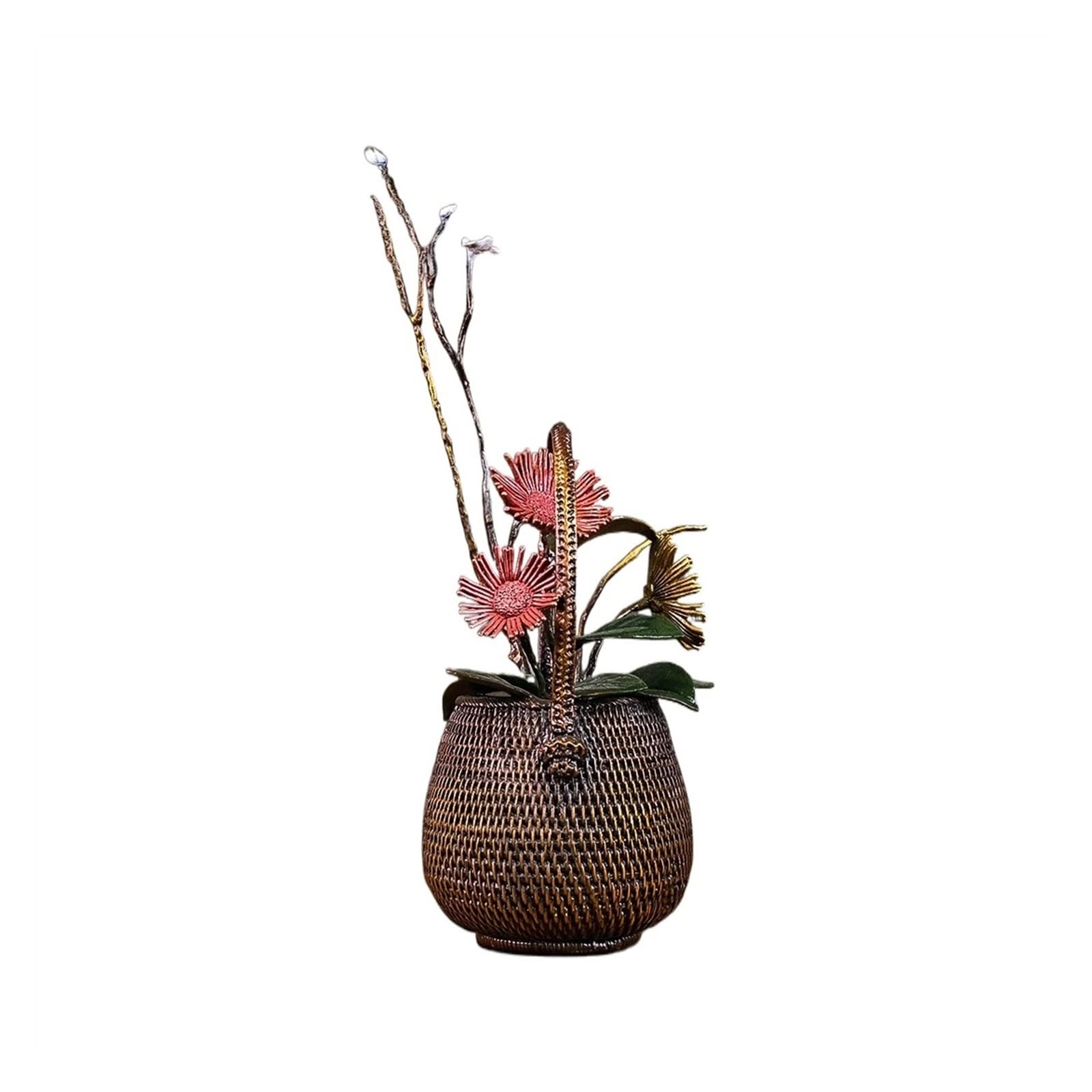 hongchenke34 Copper statue Sunflower Basket Copper Entryway Ornament Living Room TV Cabinet Tea Decorative Sculpture Crafts