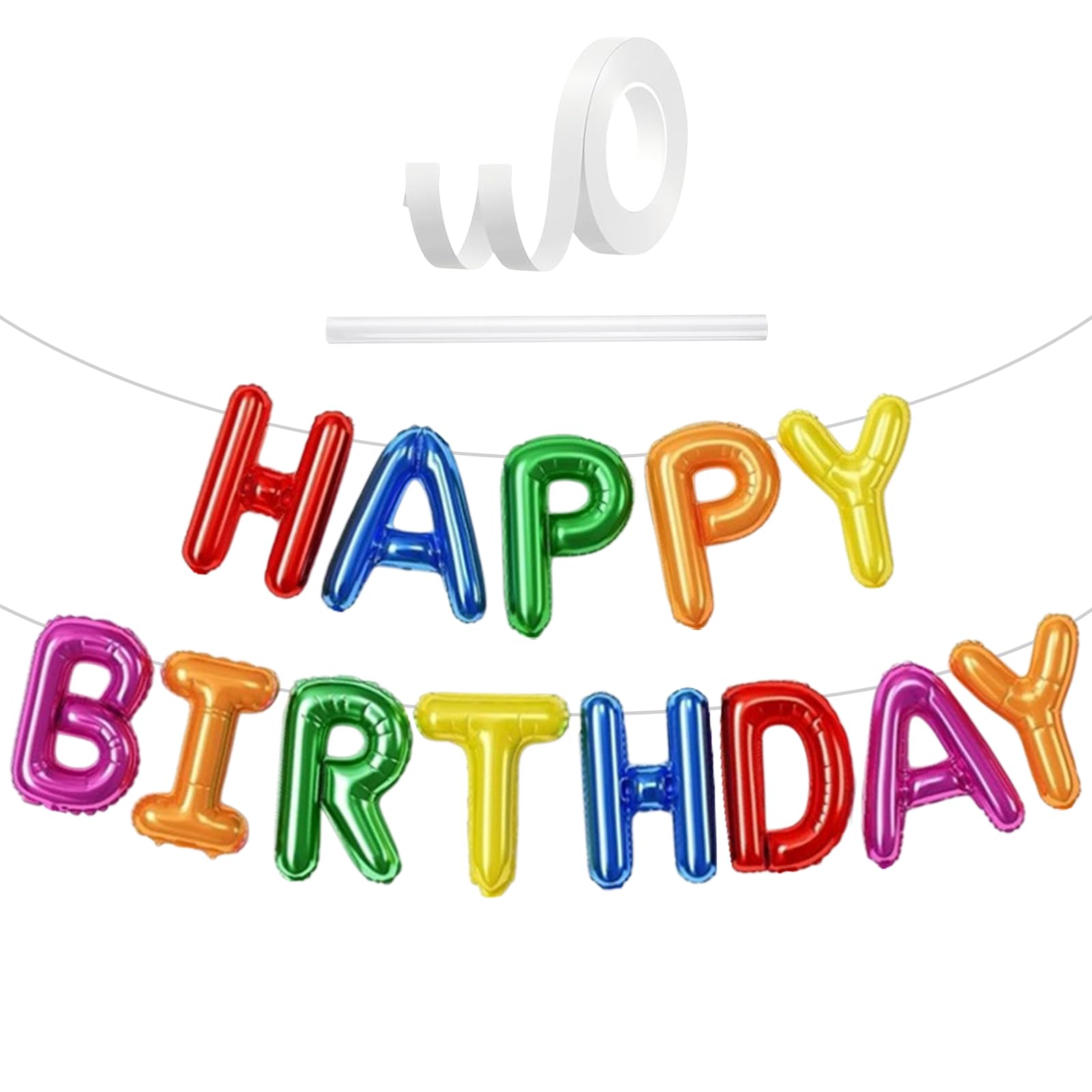Happy Birthday Balloons Banner Rainbow Colors, 16 Inch Happy Birthday Letter Balloons, Rainbow Foil Balloon Banner Decorations, Multicolor Party Supplies Decorations For Kids & Adults