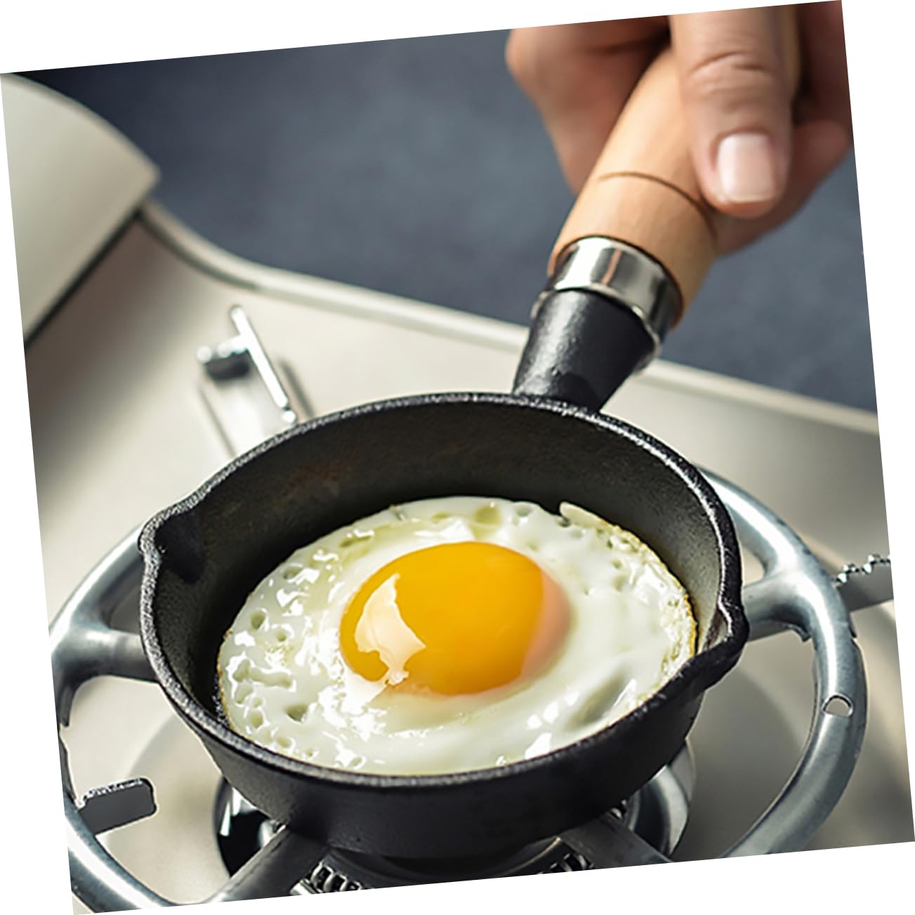 COLLBATH Kleiner Omelettpfanne aus Eisen Schwarze Kleiner Bratpfanne 13cm Gleichmäßige Wärmeverteilung Griffschonend für Zuhause und Restaurant