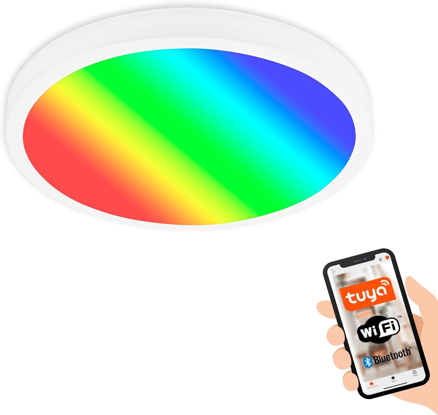BRILONER – Lámpara de Techo LED Inteligente, Luz de Techo LED Wifi Regulable, Temperatura de Color Ajustable, Lámpara, Control por Voz, Lámpara de Salón, Lámpara de Dormitorio, 270x60mm