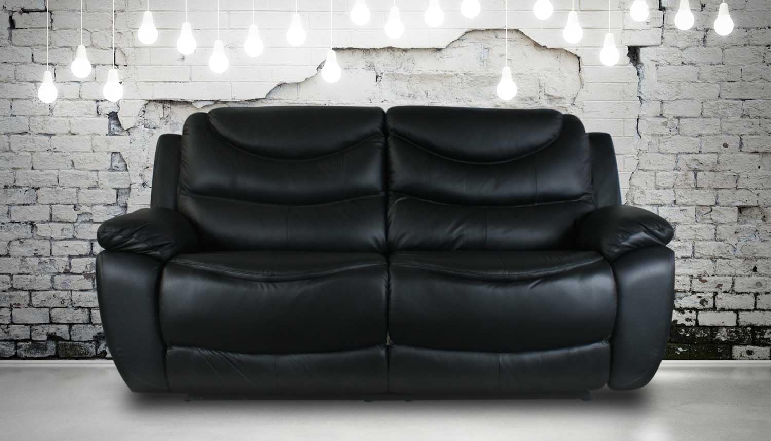 Nevada Ledersofa mit Relaxfunktion - mit unabhängigen Ausziehmechanismen - Zero-Wall - komfortable Sitzplätze mit Federn - Elegante Konstruktion - schwarz