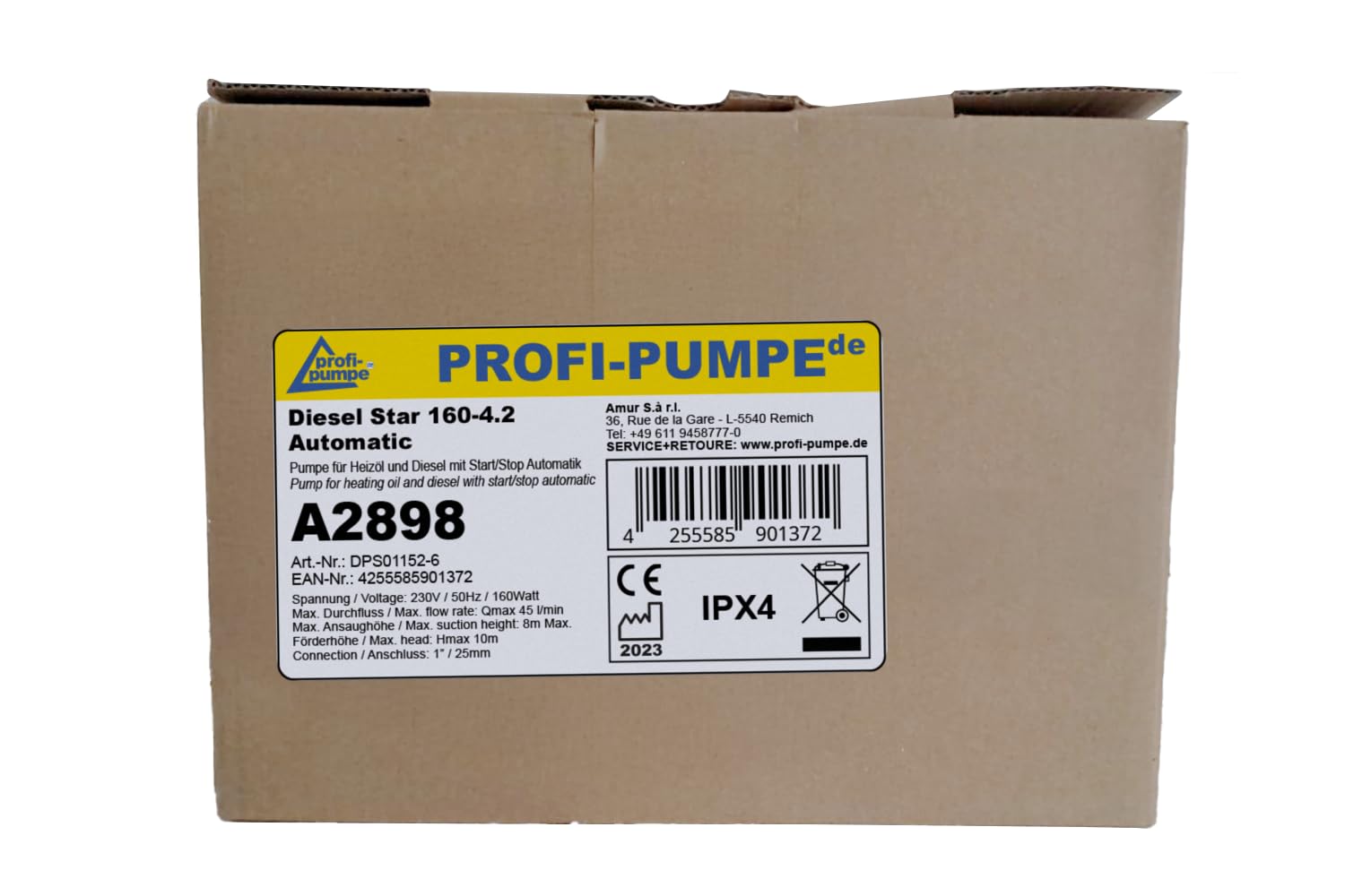 Diesel Star 160-4.2 pompa oleju opałowego, uniwersalna pompa oleju opałowego, pompa beczkowa z przyłączem 230 V, z wężem, akcesoriami z pistoletem dozującym, wężem, zaworem zwrotnym (7-DPS01148-6S1)