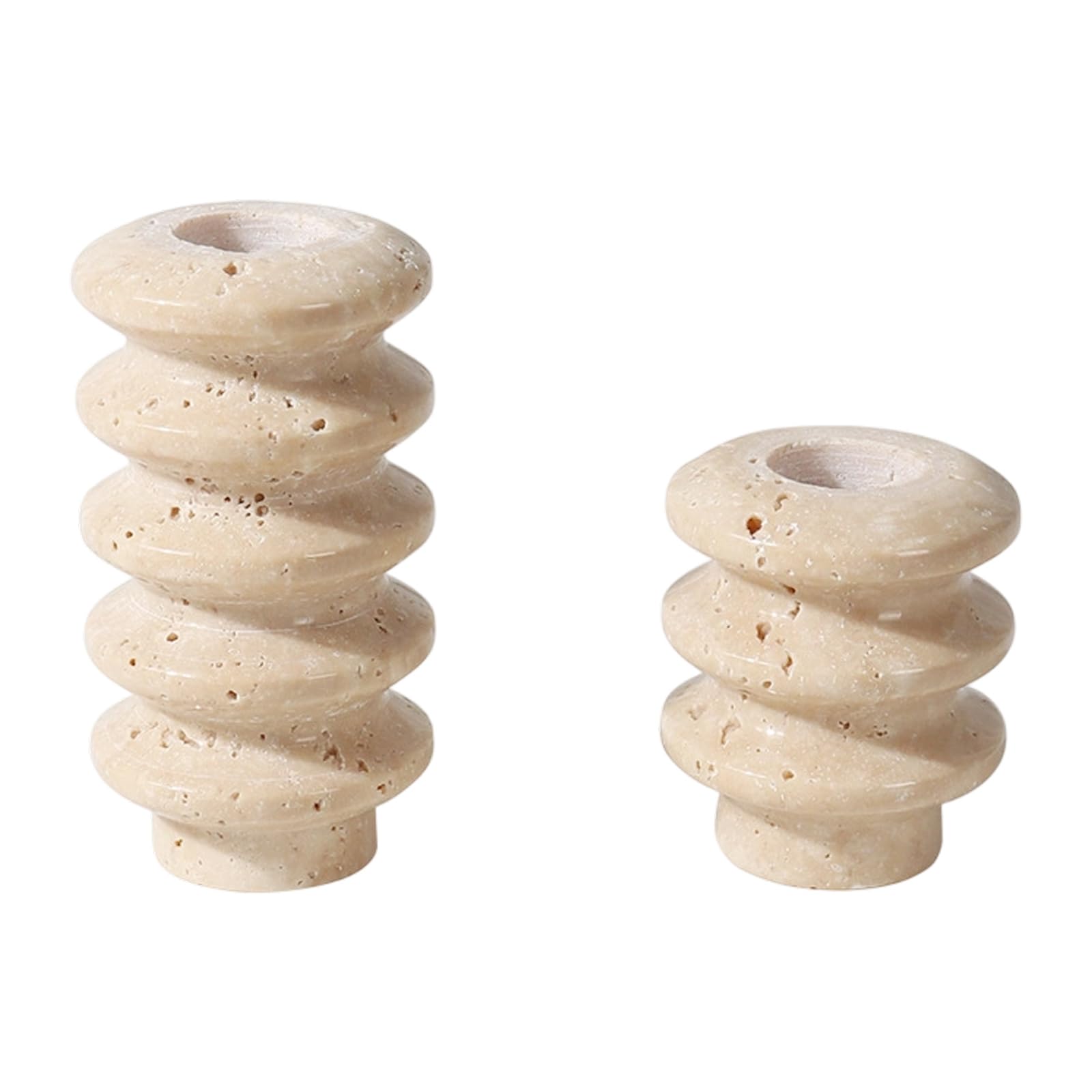 Kaeltsyn Of 2 Natural Marble Taper Holders for Home Decors Wedding Parties Table Centerpiece with Unique Pattern Natural Stone Holders Minimalists Design Taper
