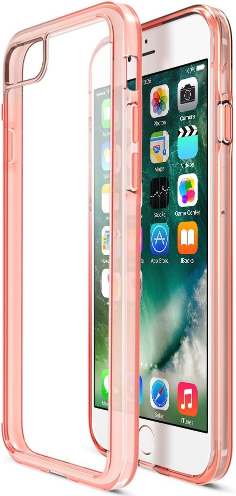 Trianium iPhone 8 Plus 7 Plus Case, [Clarium Series] Protective Cover for Apple iPhone 7 Plus / 8 Plus Case [Shock Absorption] Premium TPU Cushion + Hybrid Rigid Clear Back- Clear Rose Signature