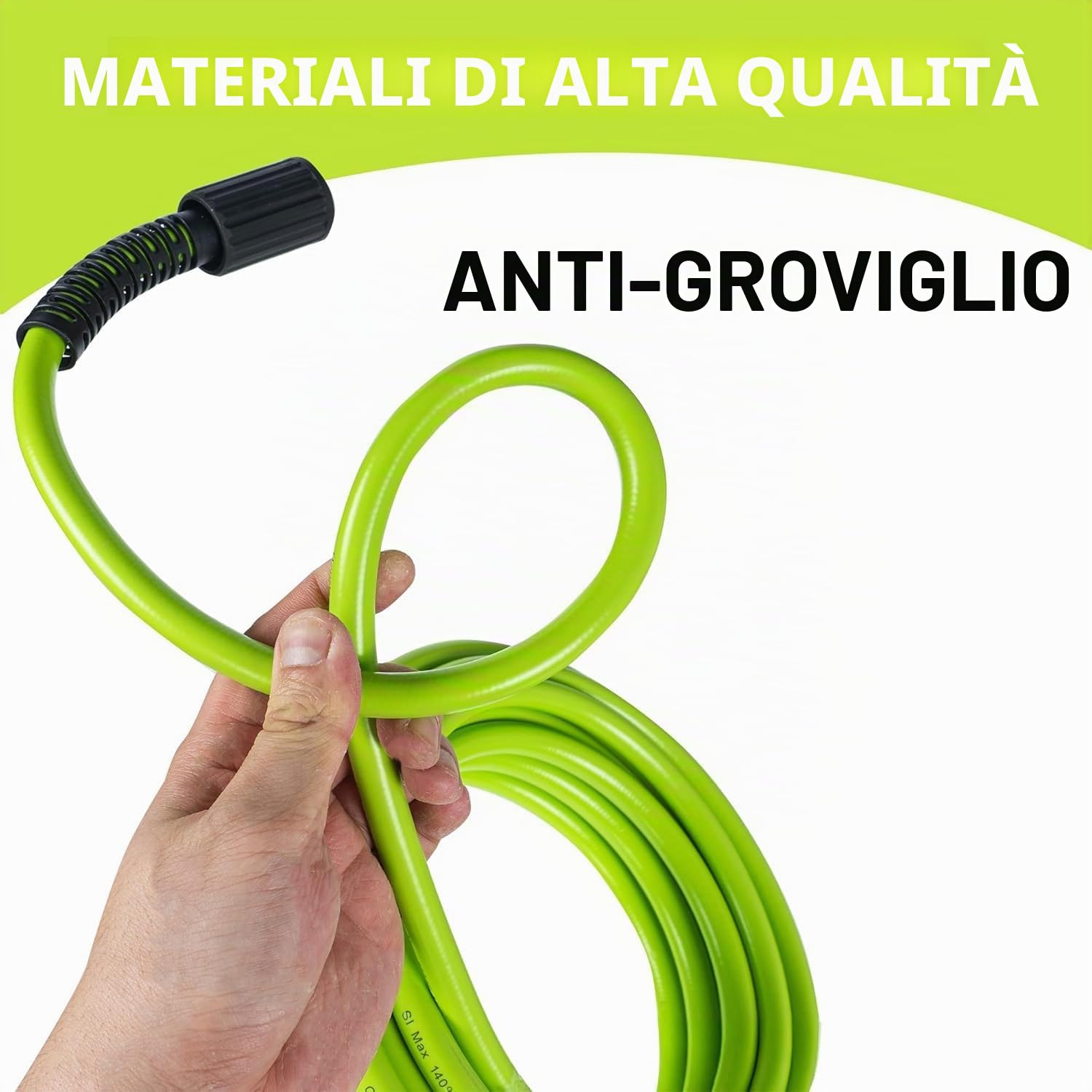 Tubo per Idropulitrice,15 m x 0.6 cm,con 5 pezzi Connettore Rapido in Acciaio Inox,con Raccordi M22 da 14 mm - 3600 psi