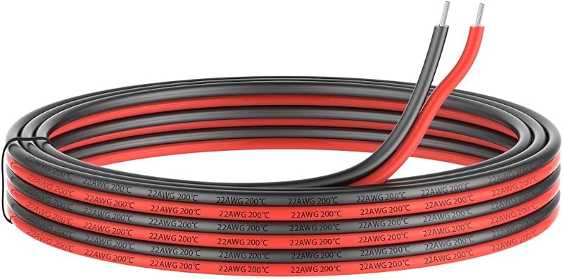 Haerkn 22awg Silicone Electrical Wire 2 Core Tinned Copper Wire 10ft Cable | purity oxygen-free Tinned Copper wire Strands wire Ultra Flexible Soft Super Low Impedance High temperature resistance