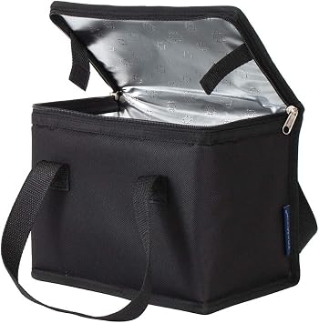 Foldable Lunch Bag Insulated Lunch Box Water-Resistant Leakproof Soft Cooler Bag Black 10 cans