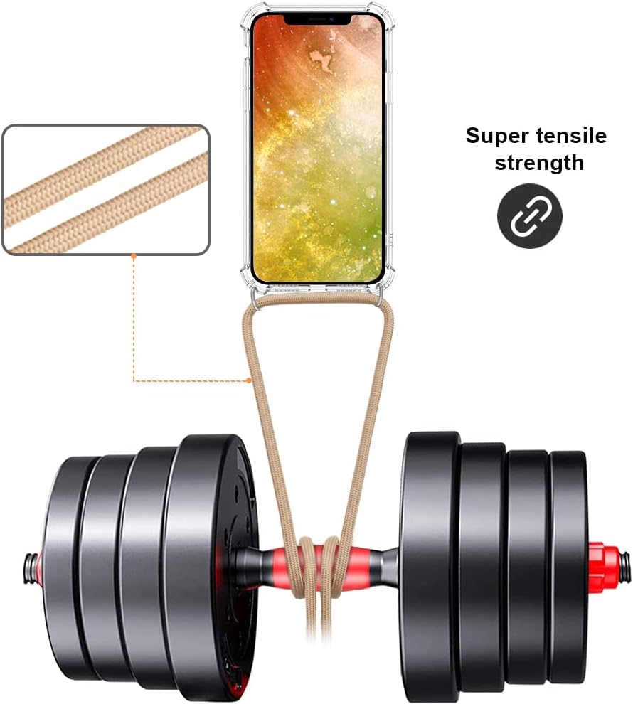 YESPURE for iPhone 13 Pro Crossbody Case Clear Adjustable Shoulder Neck Lanyard Strap Cover Women Girls Soft Bumper Slim Protective Hanging Phone Mobile Case for iPhone 13 Pro - Beige - Image 2