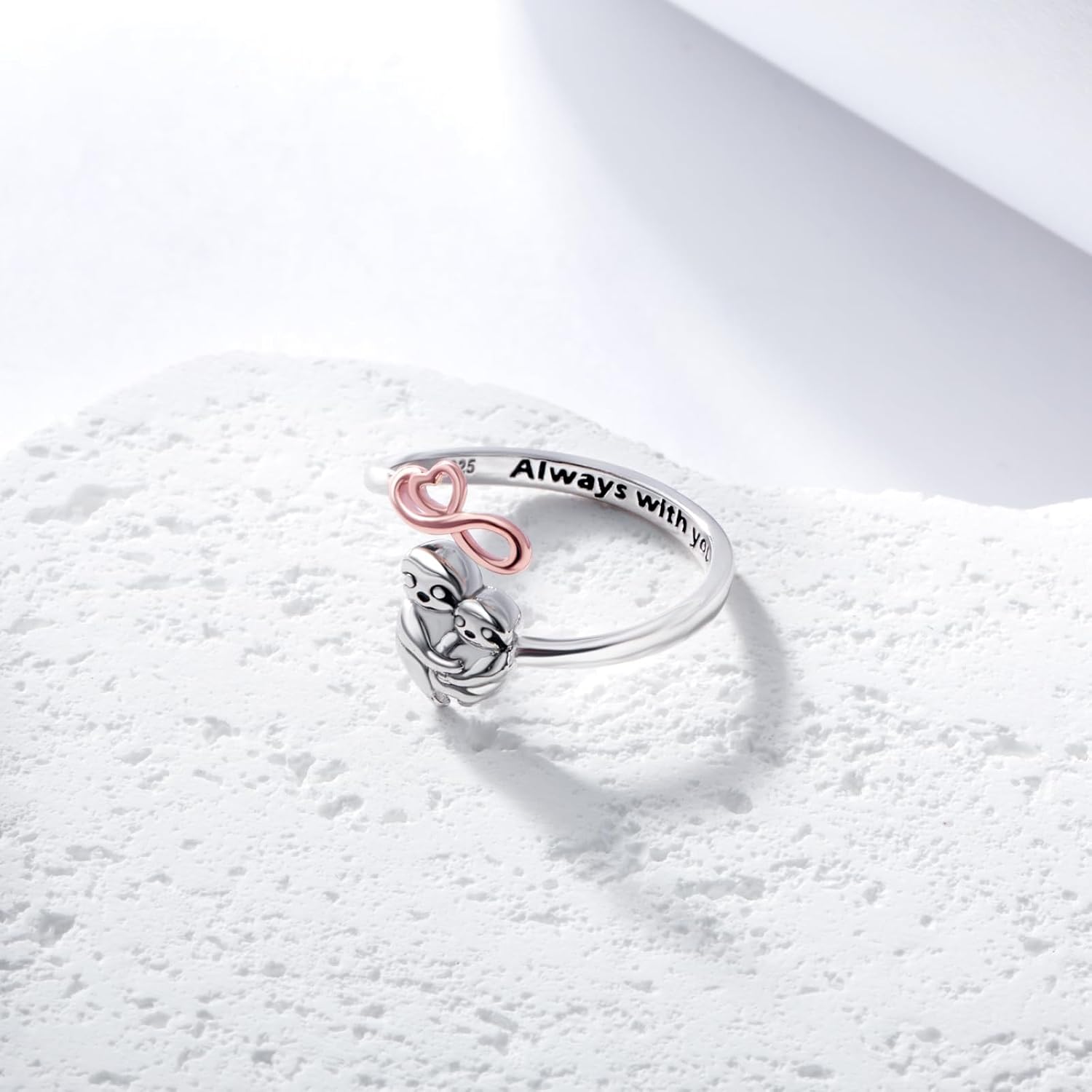 925 Sterling Silver Highland Cow Ring for Women Dainty Koala Sloth Otter Fox Elephant Highland Cow Mother-daughter Ring for MOM Birthday Mother's Day Jewelry Gift for Daughter Granddaughter