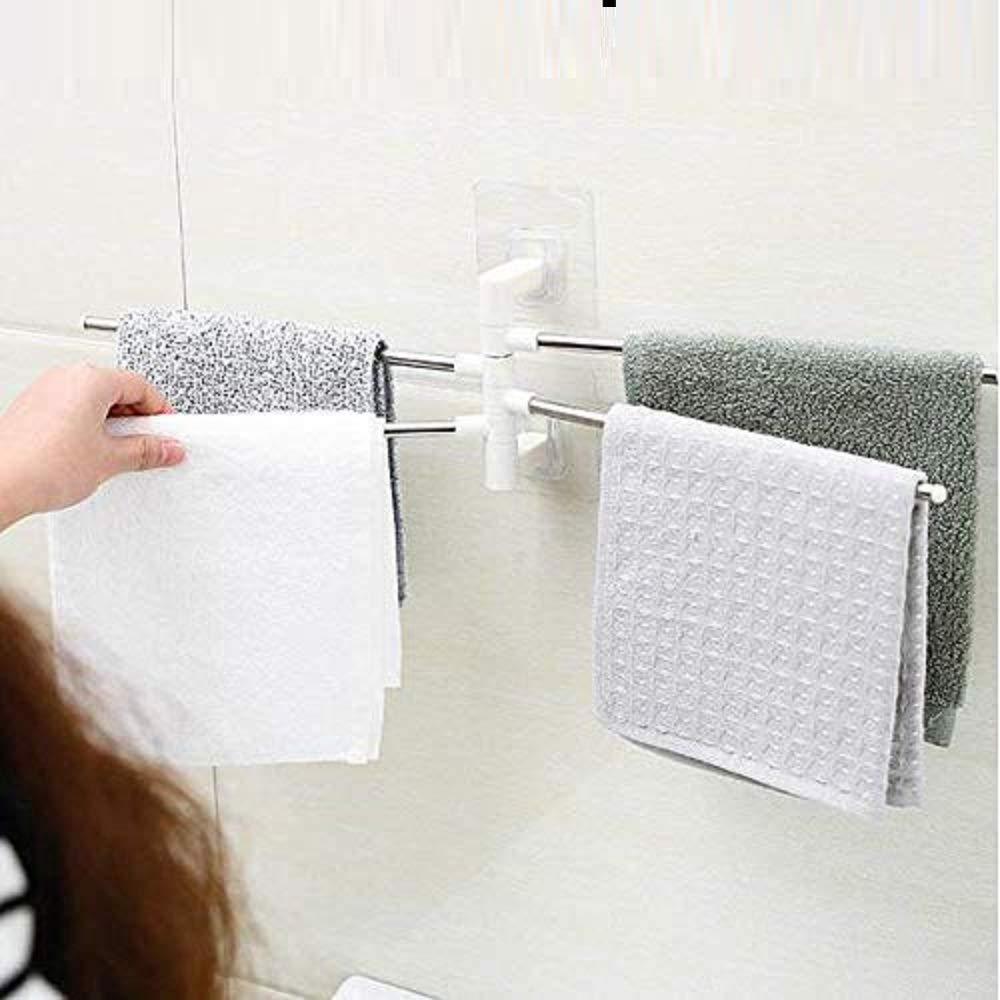MOBHADA Platinum 4 Bar Stainless Steel Folding Towel Hanging Holder Shelf Rack Organizer Portable Stand Long with Chrome Finish for Bathroom Kitchen with Hanger (B07HP8WMQD) Amazon Price History, Amazon Price Tracker