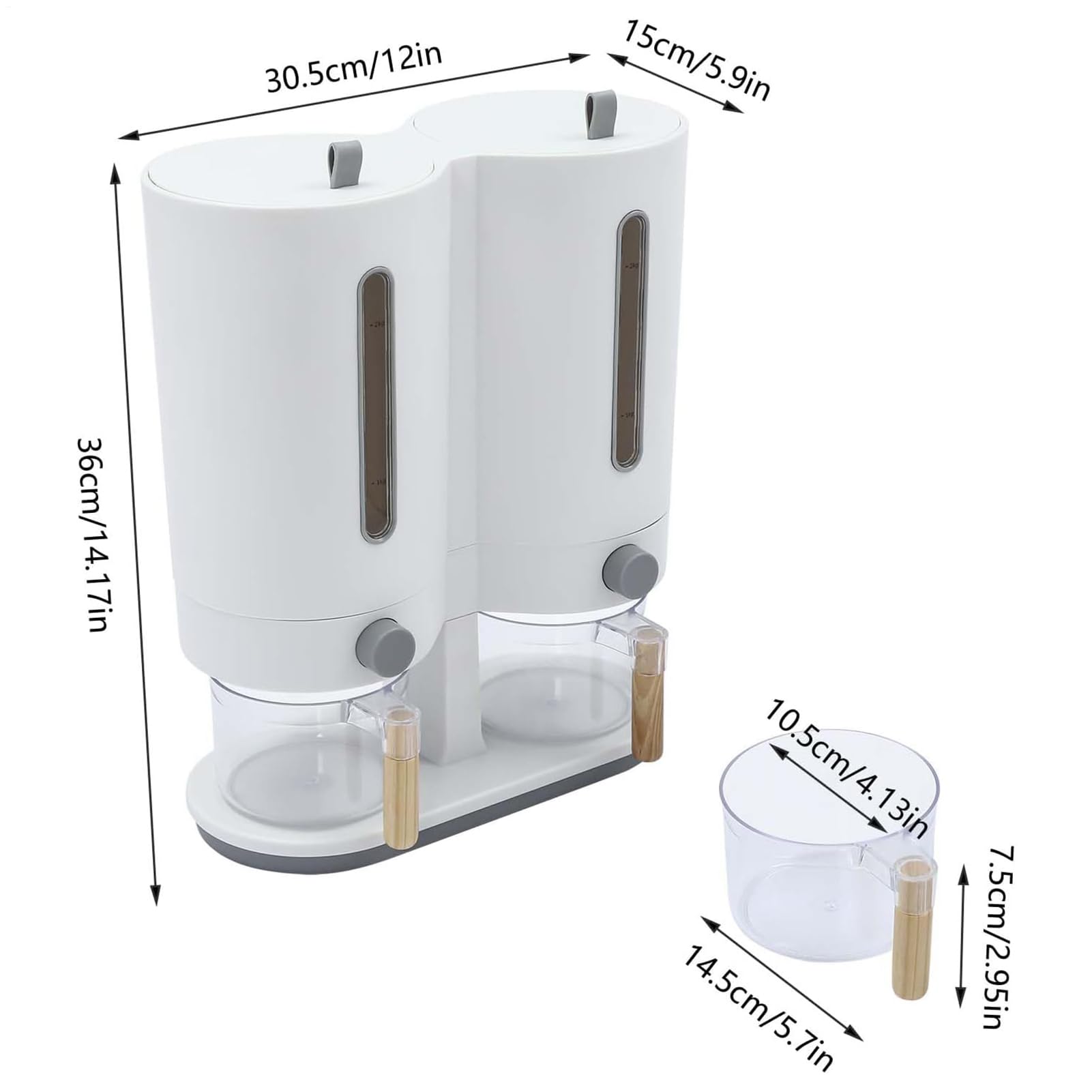 Dispenser Per La Conservazione Di Riso Conservazione Per Cereali | Dispenser Da Cucina A Doppio Secchio Per Cereali Per Soia, F