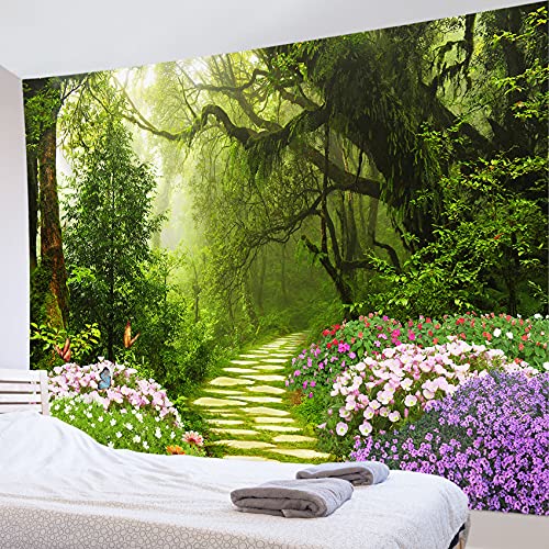 LB 森 タペストリー 自然風景 美しい 壁掛け 春 緑 おしゃれ 装飾布 インテリア 部屋飾り 多機能 布ポスター 自宅やお店の装飾 個性ギフト 新居祝い 気分転換 (200x150cm)