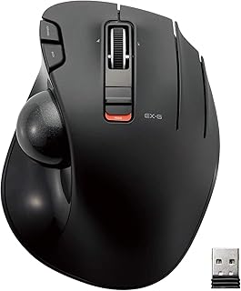 Elecom EX-G Trackball Mouse, Thumb Control, 2.4GHz Wireless, Sculpted Ergonomic Design, 5-Button Function with Smooth Tracking, Ergonomic Design, Windows11, macOS (M-XT2DRBK)