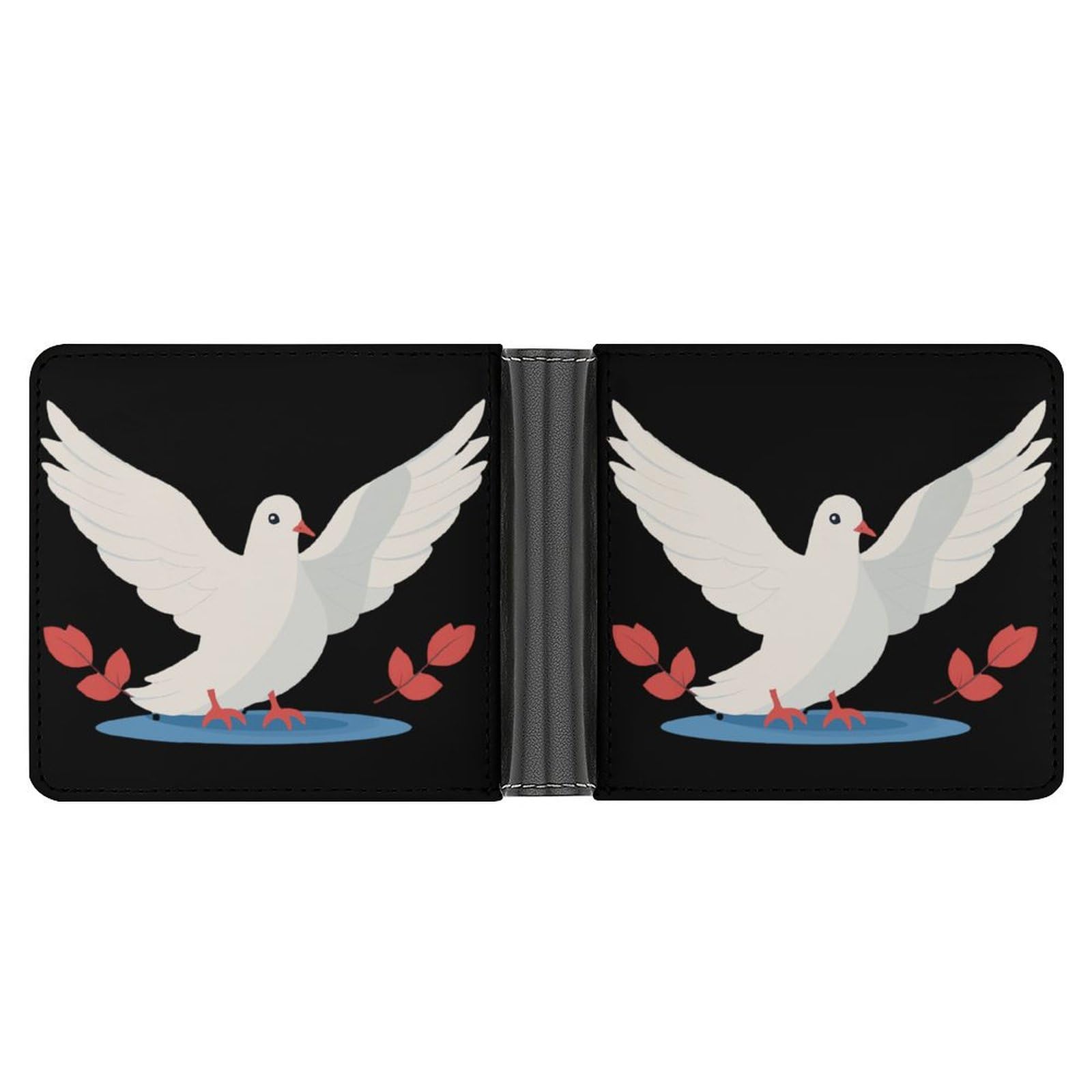 Dove of Peace Bifold Wallet PU Leather Coin Purse Lightweight Credit Card Holder Wallet Money Clip