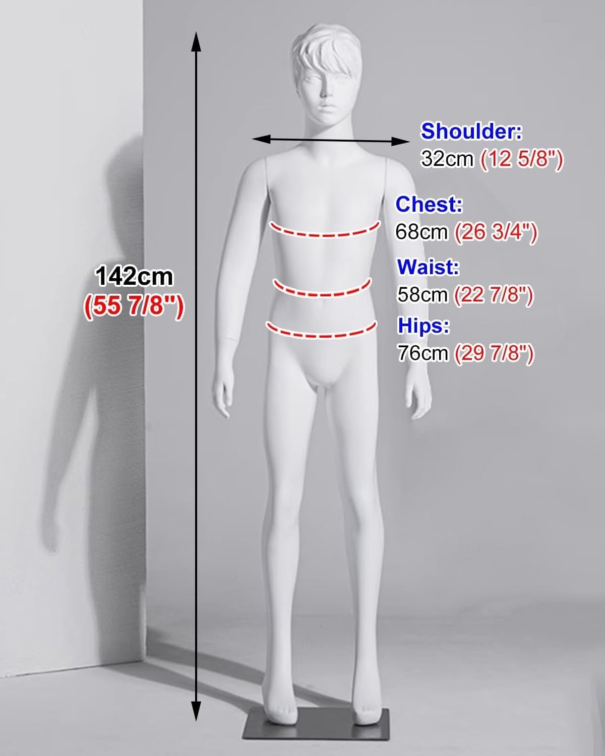 Manekin Z Pełnym Ciałem, Biały Tors Manekina, Model Z Włókna Szklanego Do Sprzedaży Odzieży, Sklep Z Odzieżą Męską, Jeden Kolor, 142 Cm