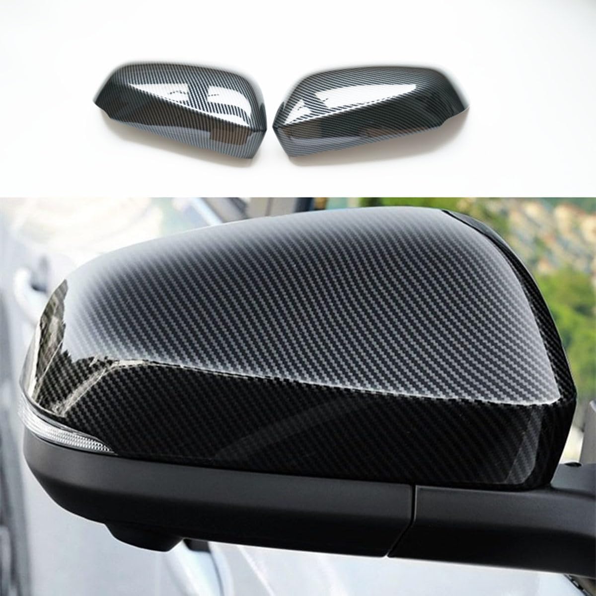 ZiWen Sport Carbon Fiber Gloss Black Door Rearview Mirror Cover Trims for Toyota Tacoma 2024 2025 2026 4Runner 2025 2026 (Carbon Fiber Print)