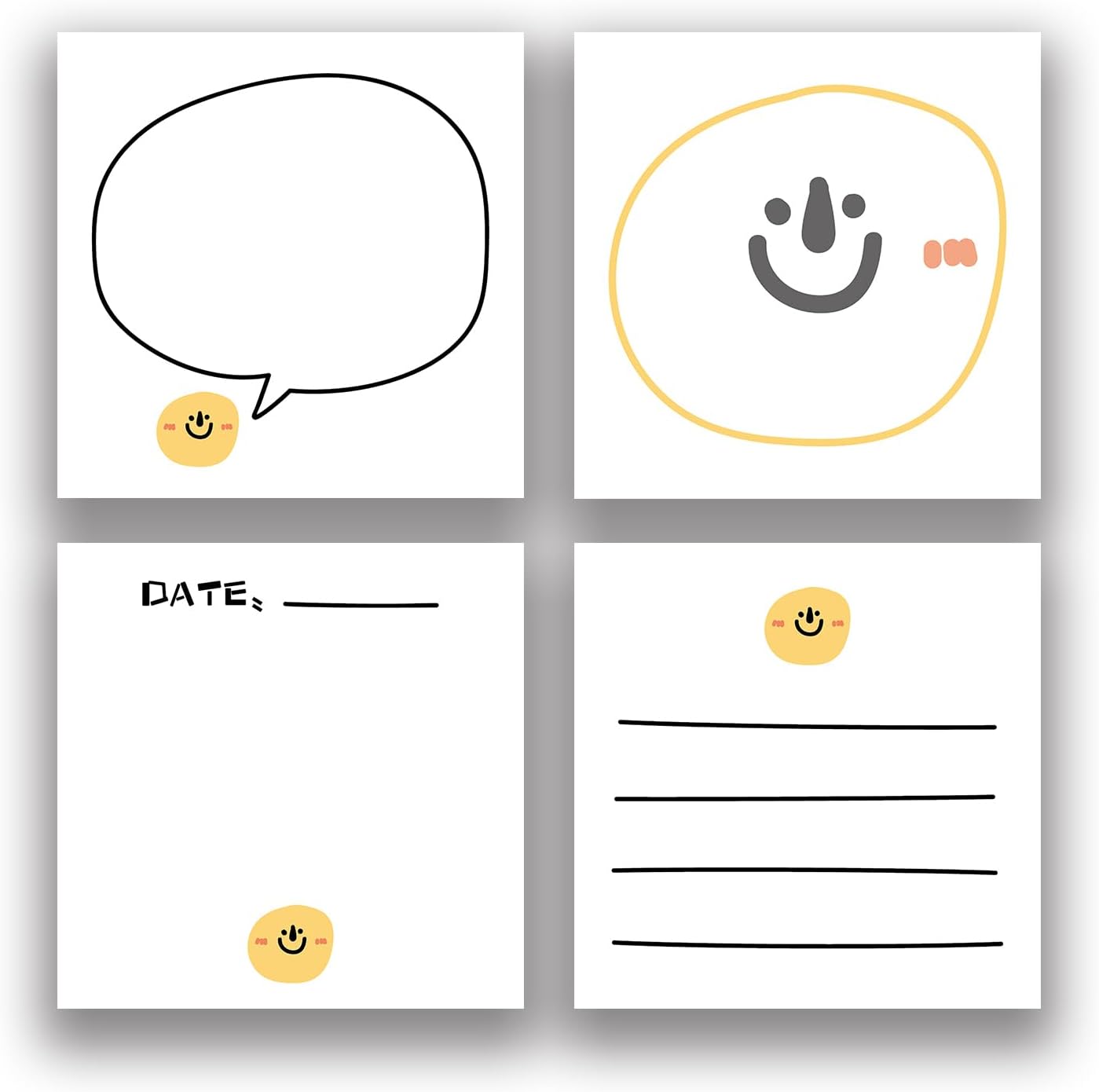 4 Pack/200 Sheets 3x3 inch Sticky Notes Set, Adorable Cartoon Memo Pads with High-Adhesive, Reusable Tearable Post it Notes for Journal Planners Office School Home, Bulk Cute Stationery Gift - Image 4