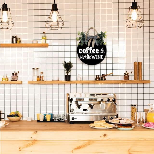 Coffee Untile-Wine Bar Sign-Rustic Wood Wall Decor