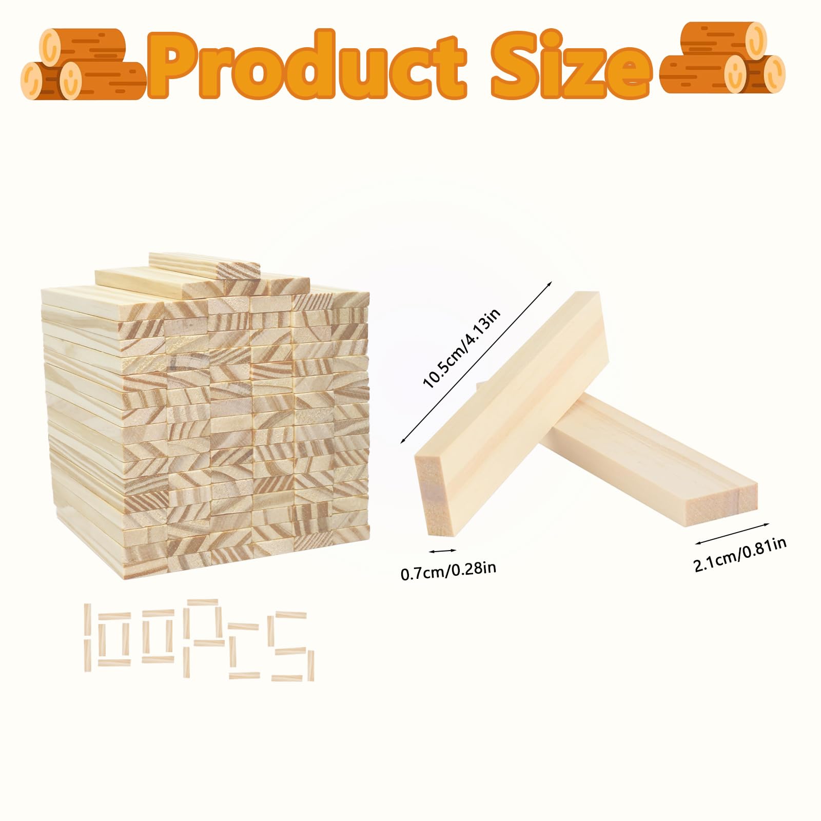 30 Stück Holzklötzchen 100x20x7mm - Bastelholz Für DIY Projekte & Deko