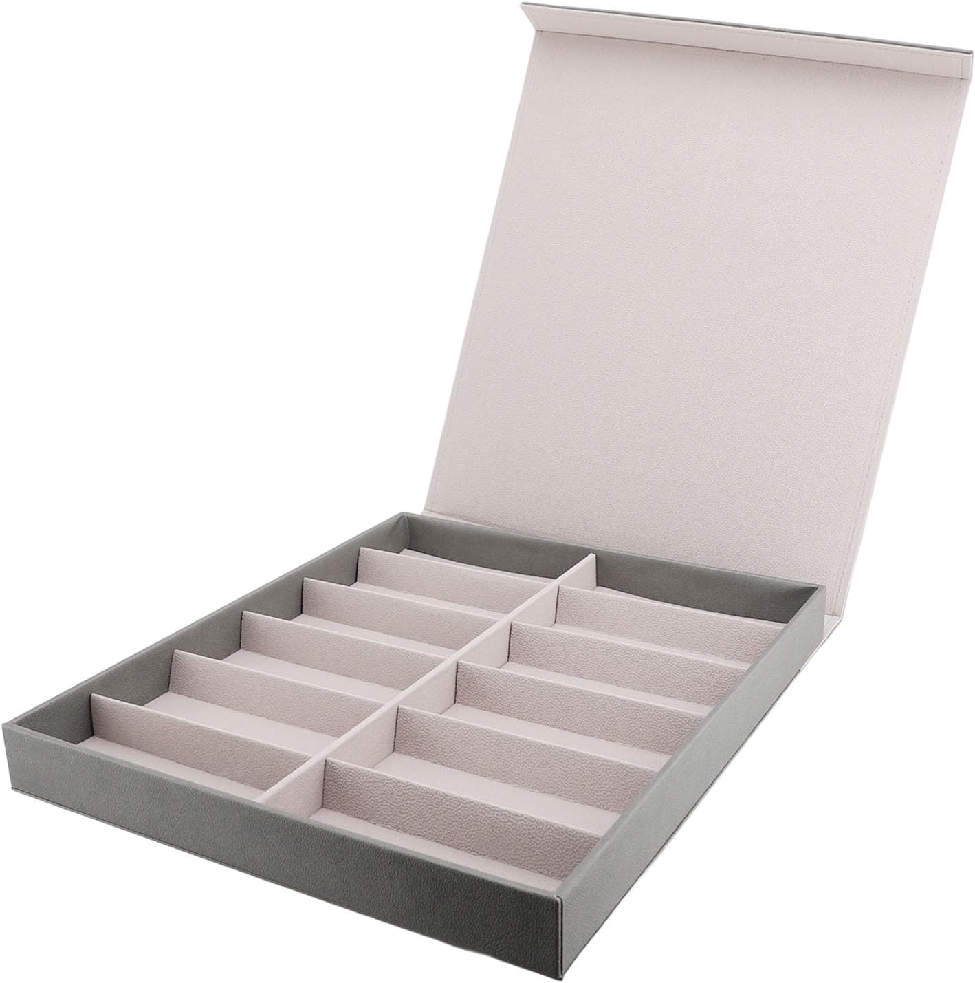 Asixxsix 12 Slot Eyeglass Sunglass Storage Box, Multiple Glasses Case Box, PU Leather Glasses Organizer for Women Men, Eyeglasses Storage Box Tray with Lid for Home Travel or Shop Use