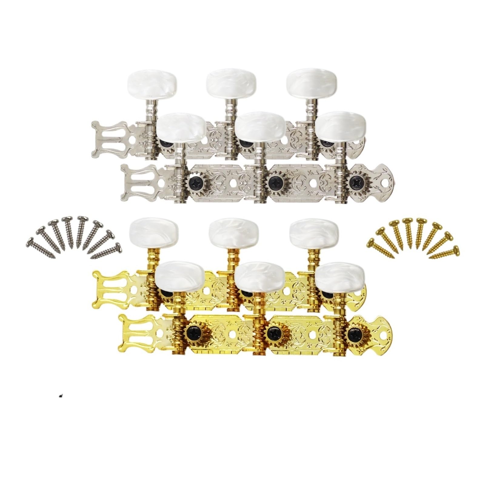 1 par de clavijas de afinación de guitarra clásica 3L3R, afinadores, cabezales de máquina, piezas, accesorios(Chrome Set)