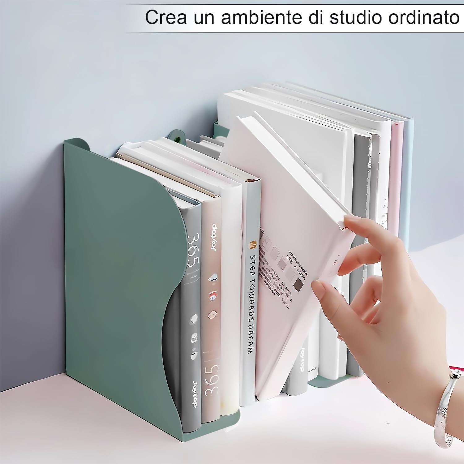 DARUITE Regolabili in Metallo Antiscivolo Fermalibri Biblioteca Verde 50 cm