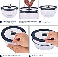 Vista 2 de Paquete de 2 tapas de repuesto para Pyrex 7201-PC 4 tazas recipientes de vidrio para mezclar tazones de silicona, cubierta de almacenamiento a