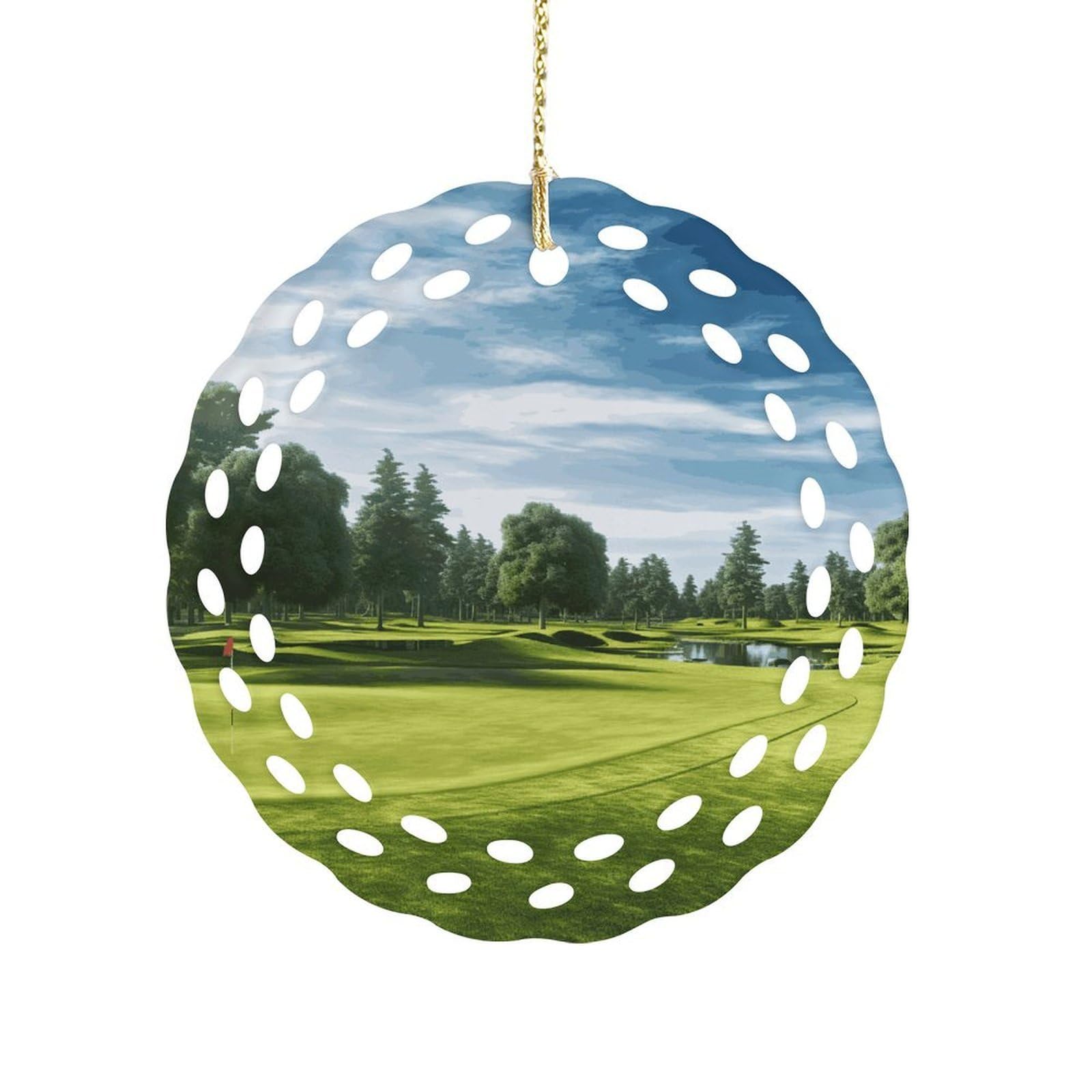 Fekiloot Women's Style Golf Course Lawn Ceramic Ornaments 3 Inch Round,Holiday Keepsake For ,Girls,Pet Owners,Hanging Ornament Gifts Idea For Home