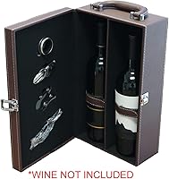 Vista 2 de Lifestyle Top Handle Travel Two Bottle Wine Carrier Case con 4 piezas Juego de accesorios de vino (negro)