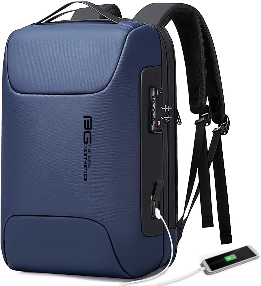 Anti Theft Business Backpack Fits 15.6 Inch Laptop,Lock Backpack with USB3.0 Charging Port for Office Work,Slim Laptop Backpack for Men and Women