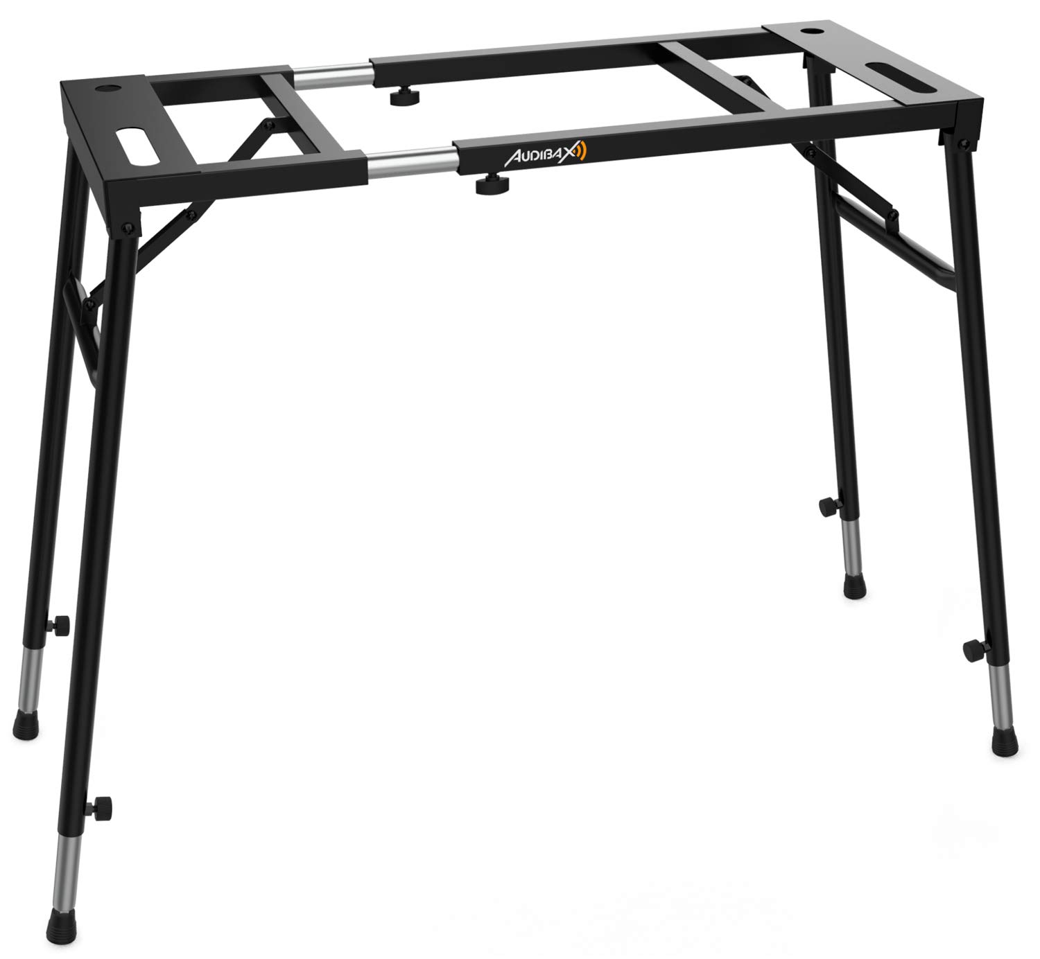 AudibaxOnyx Pro 1 – Adjustable Stand for Keyboards and Mixers – Maximum Load of 50 kg – Flat Surface Support – Adjustable in Width and Height – Rubber Floor Protectors