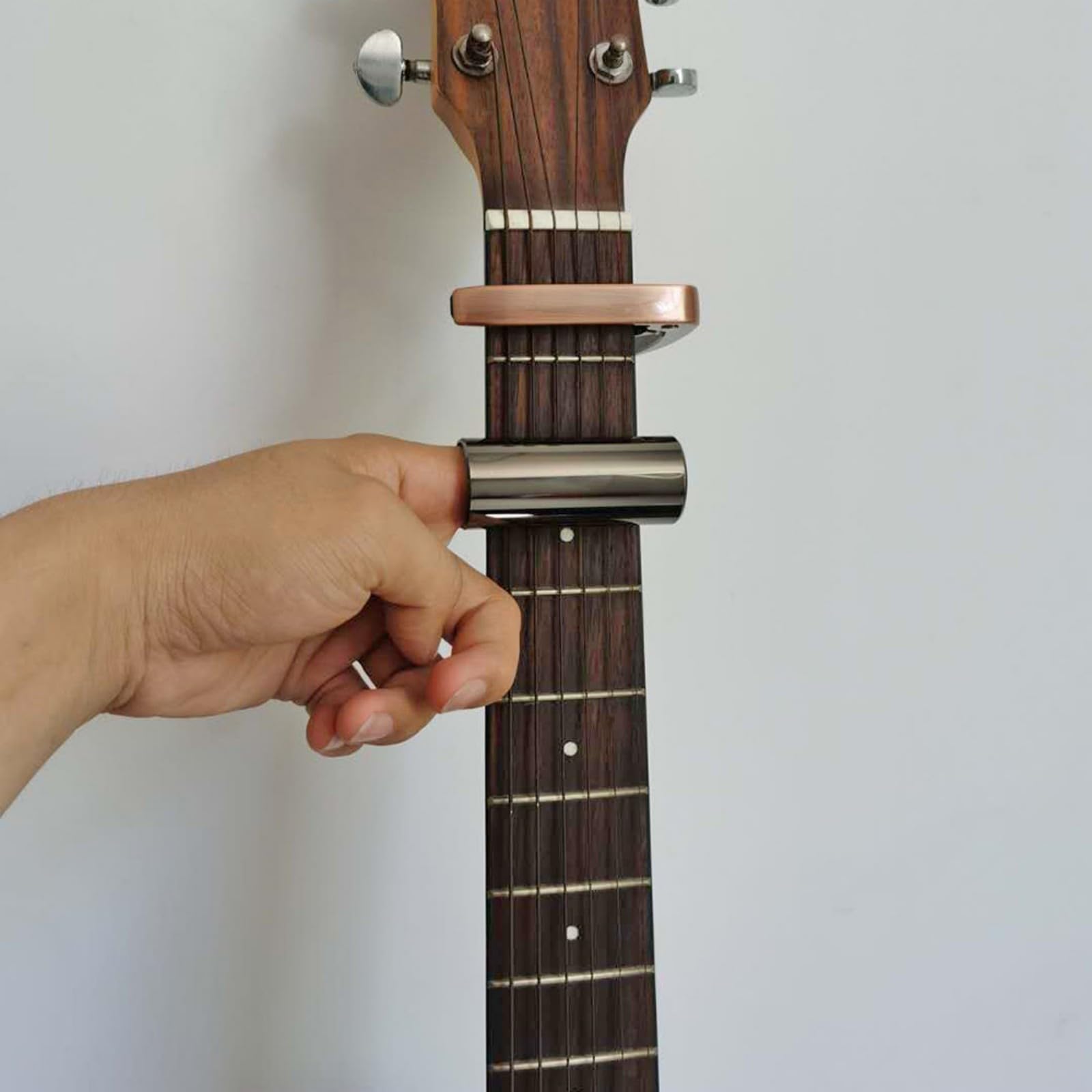 2 pièces Guitare Slider,Glass et Guitar Steel Slide, Slide de Guitare Protection Joint De Doigt Anti-Douleur Slider Guitaren Instrument Accessoire