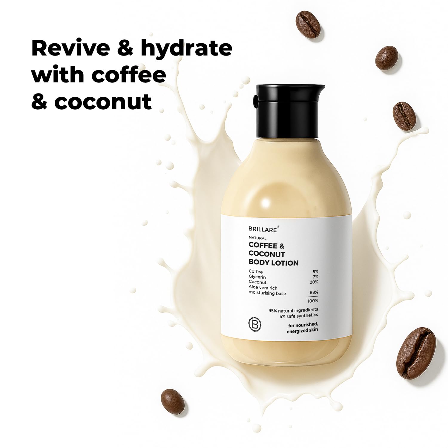 BRILLARE Coffee & Coconut Body Lotion for Energized & Moisturised Skin