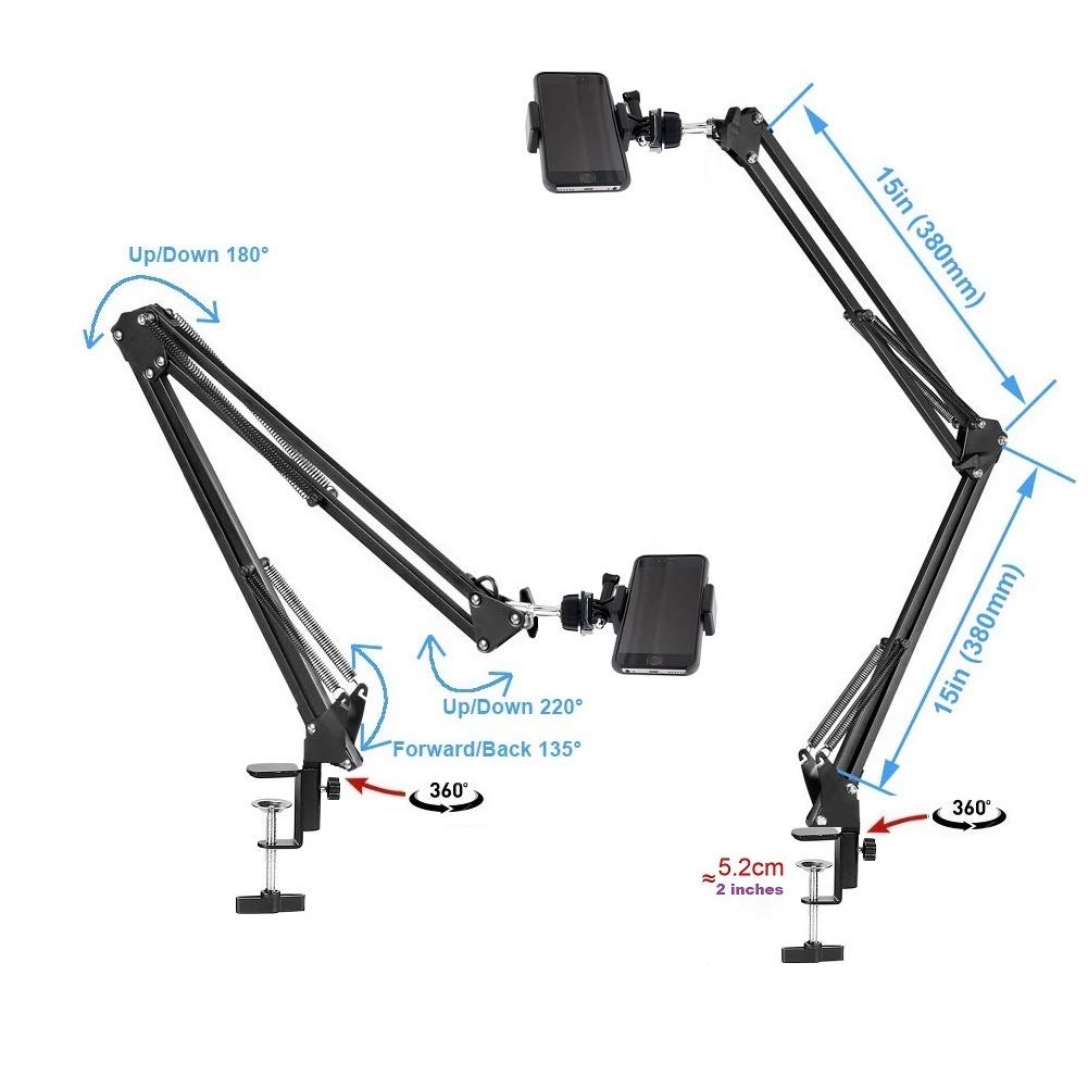 Lampa pierścieniowa do telefonu, lampa pierścieniowa 20 cm z 2 stojakami na ramię do iPhone'a/Samsunga, pieczenia, rzemiosła, kaligrafii, rysowania, lekcji online, nagrywania wideo