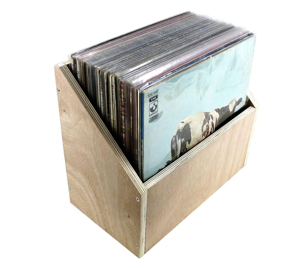 MOBILE ESPOSITORE INCLINATO scaffale arredamento per 35-45 dischi LP vinile 33 giri (diam.30cm) in legno multistrato