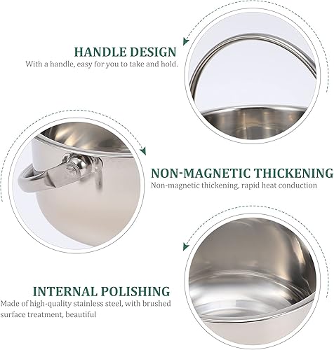 Miniatura 8 de CALLARON Tazón para mezclar de acero inoxidable cacerola para sopa de pasta y fideos olla para ramen olla caliente con asa de tapa para el hogar