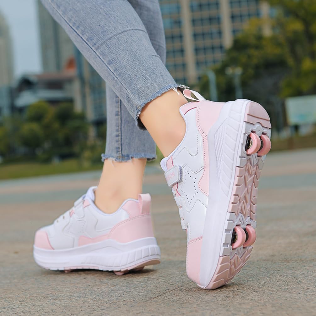 Buty na kółkach dla dziewczynek i chłopców buty na dwóch kołach buty do deskorolki wielofunkcyjne buty 2 w 1 buty sportowe na kółkach, Rolka S1, 33 EU