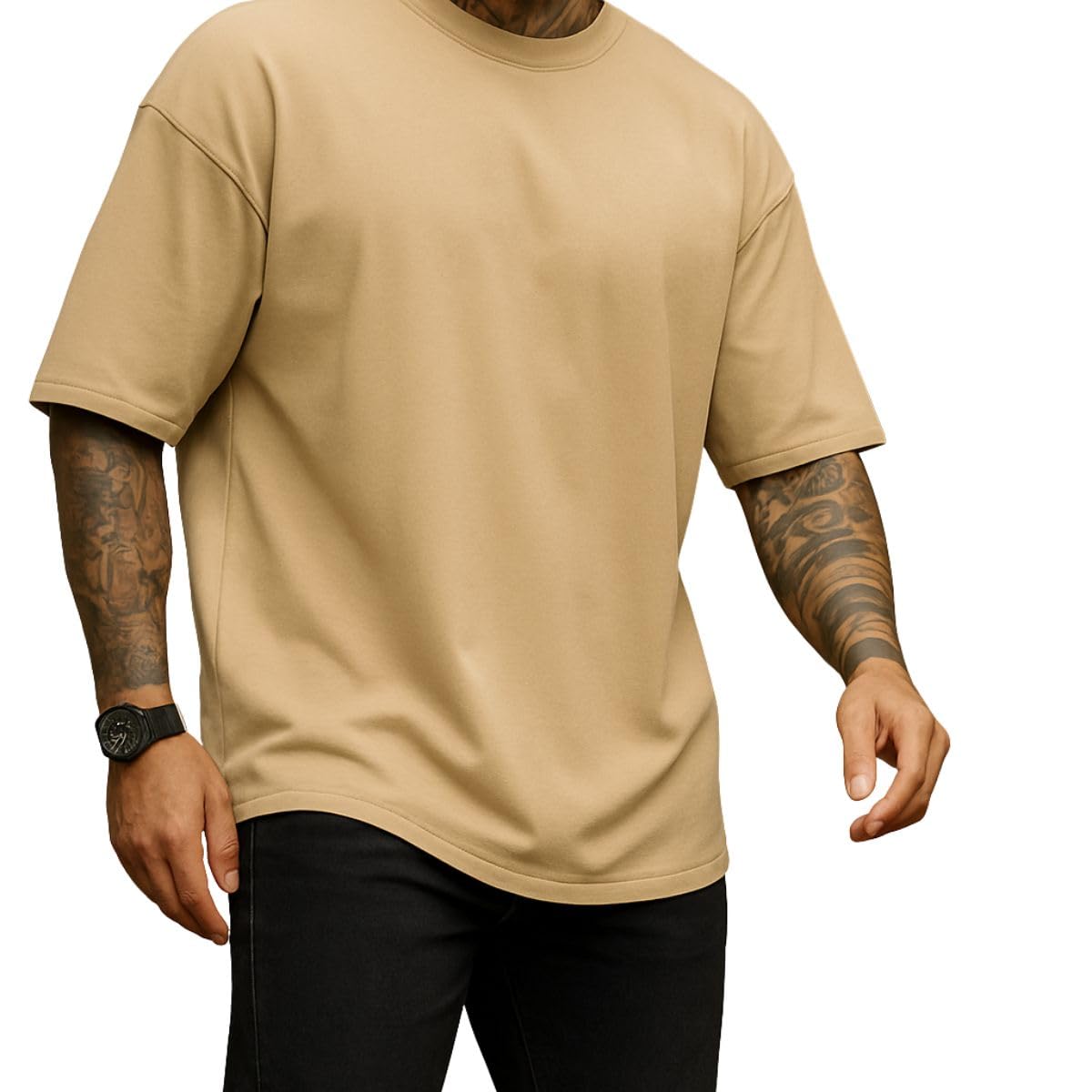 Camiseta Oversized Masculina Lisa Em Algodão Premium Gola Redonda e Corte Amplo