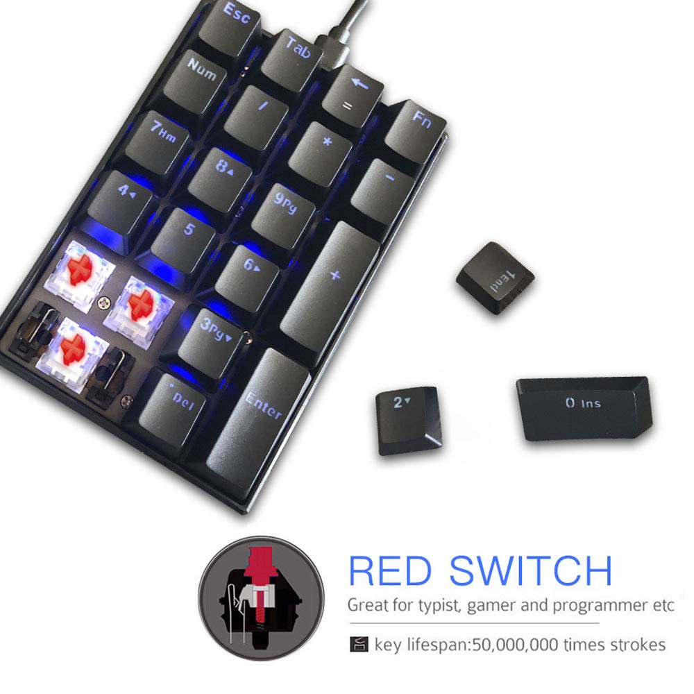 MOTOSPEED K23 Mechanical Numeric Keypad Red Switch Wired 21 Keys Mini